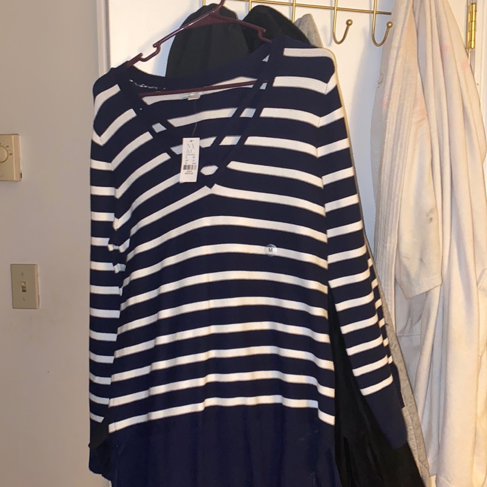 Navy blue and white stripped sweater